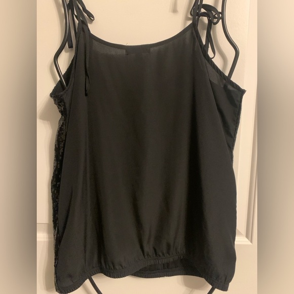 Spaghetti Strap Black Sequin Sparkly Top, Large, Sheer Back, Preloved in EUC. - Picture 2 of 2